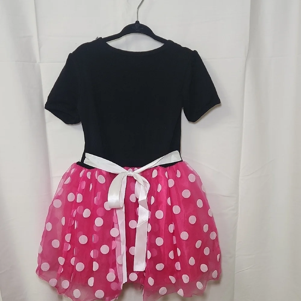 Pink Polka Dot Kids Costume Dress with Headband